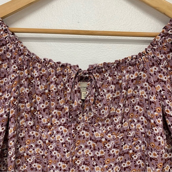 No Comment Purple Dress Small  Empire Ruffle Key Hole‎ Cinch Tie Neckline Fairy - Picture 2 of 10